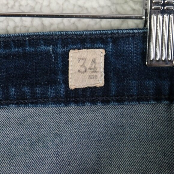 Ed Hardy Jeans Womens 34 Blue Distressed Stone Wash Straight Whiskers Stretch - Picture 11 of 12